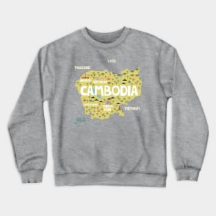 Cambodia illustrated map Crewneck Sweatshirt